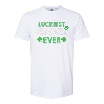 Saint Patrick's Day Luckiest Teacher Ever Funny Gift Softstyle CVC T-Shirt