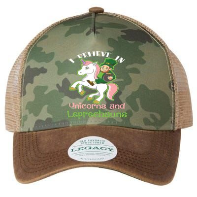 St PatrickS Day I Believe In Unicorns And Leprechauns Cool Gift Legacy Tie Dye Trucker Hat