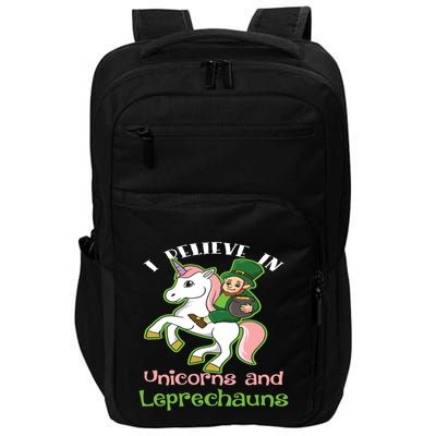 St PatrickS Day I Believe In Unicorns And Leprechauns Cool Gift Impact Tech Backpack