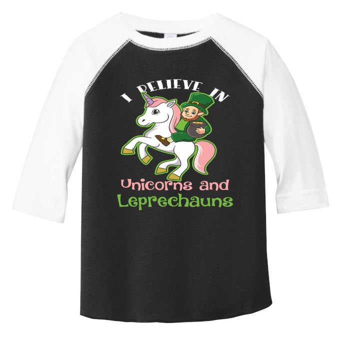 St PatrickS Day I Believe In Unicorns And Leprechauns Cool Gift Toddler Fine Jersey T-Shirt