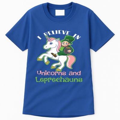 St PatrickS Day I Believe In Unicorns And Leprechauns Cool Gift Tall T-Shirt