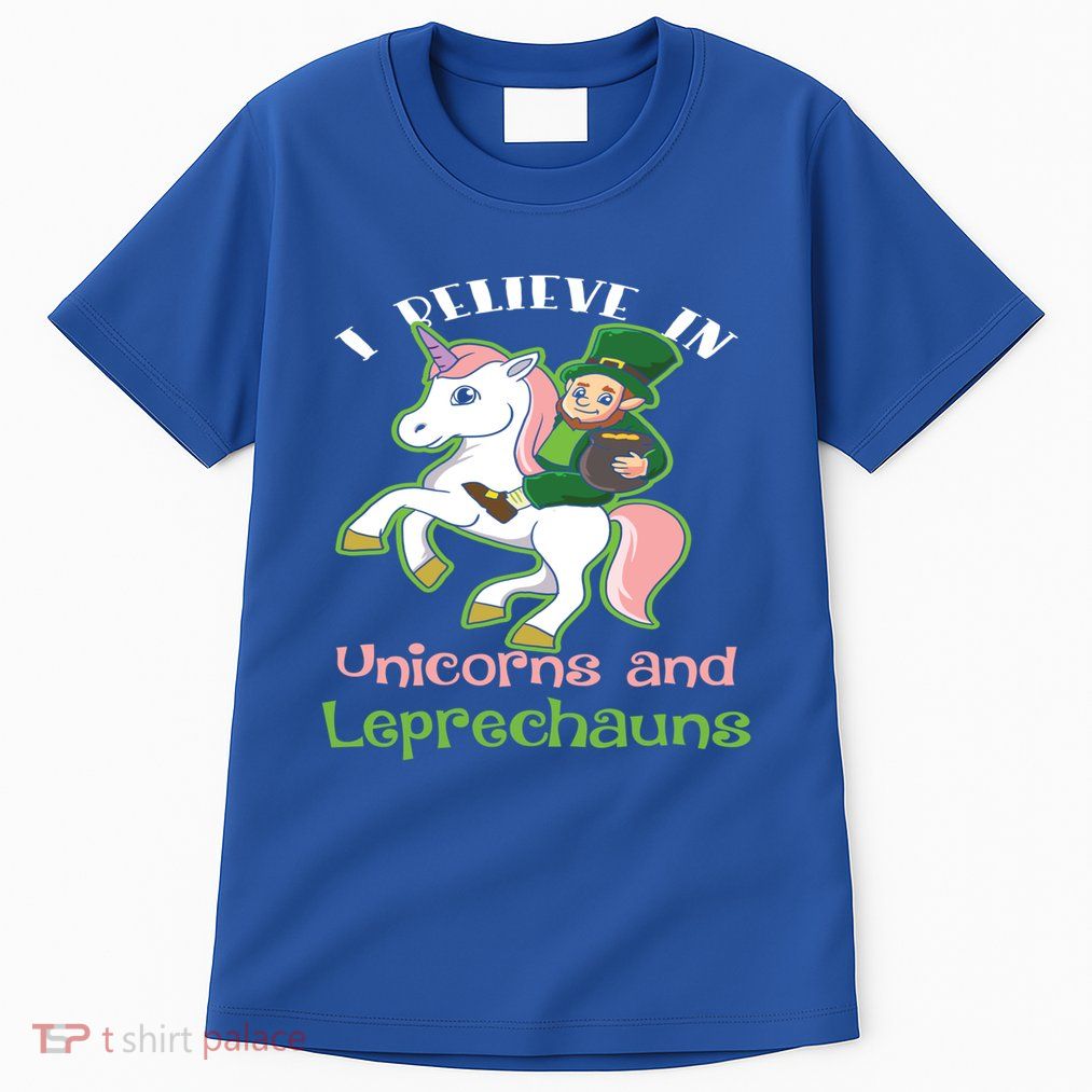 St PatrickS Day I Believe In Unicorns And Leprechauns Cool Gift Tall T-Shirt
