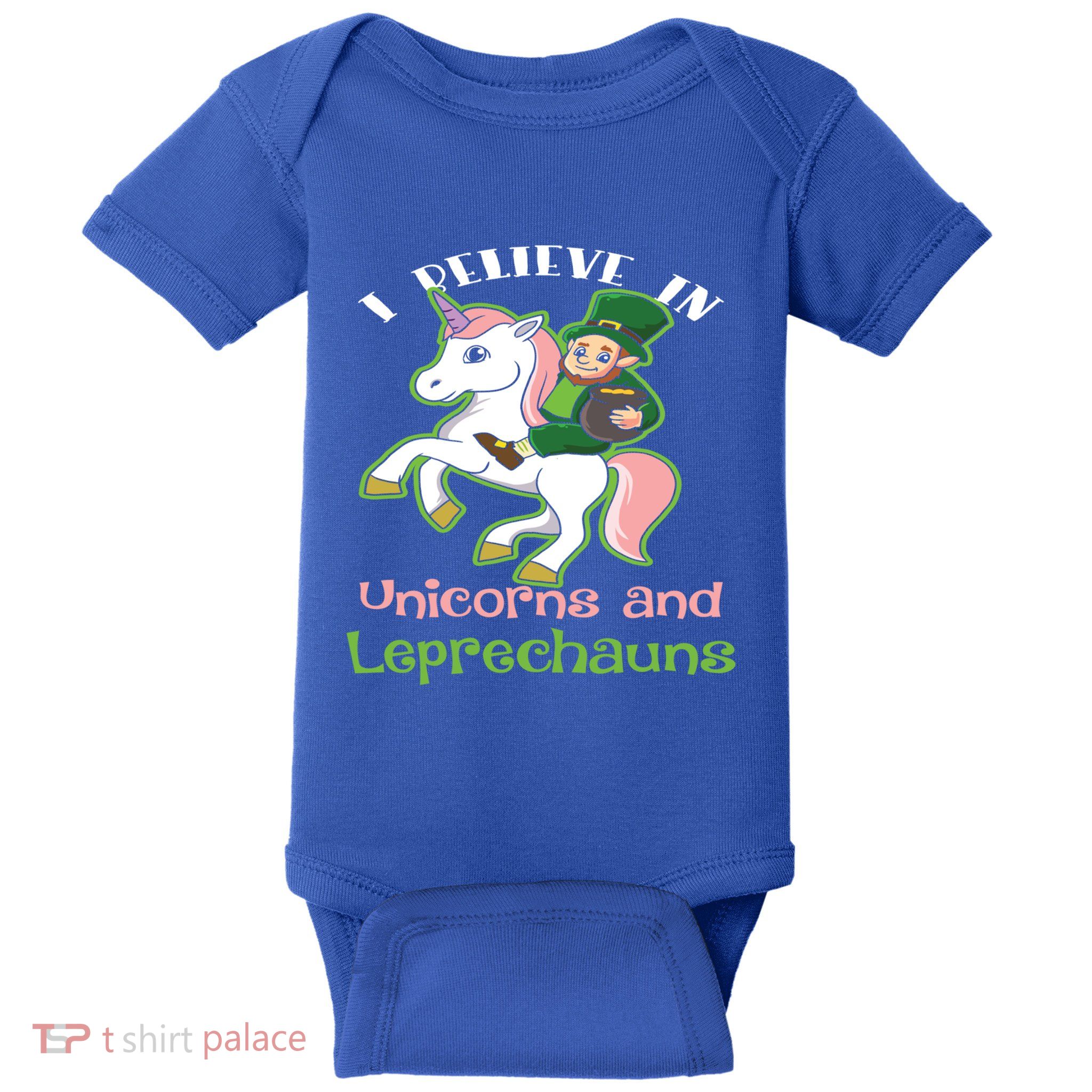 St PatrickS Day I Believe In Unicorns And Leprechauns Cool Gift Baby Bodysuit