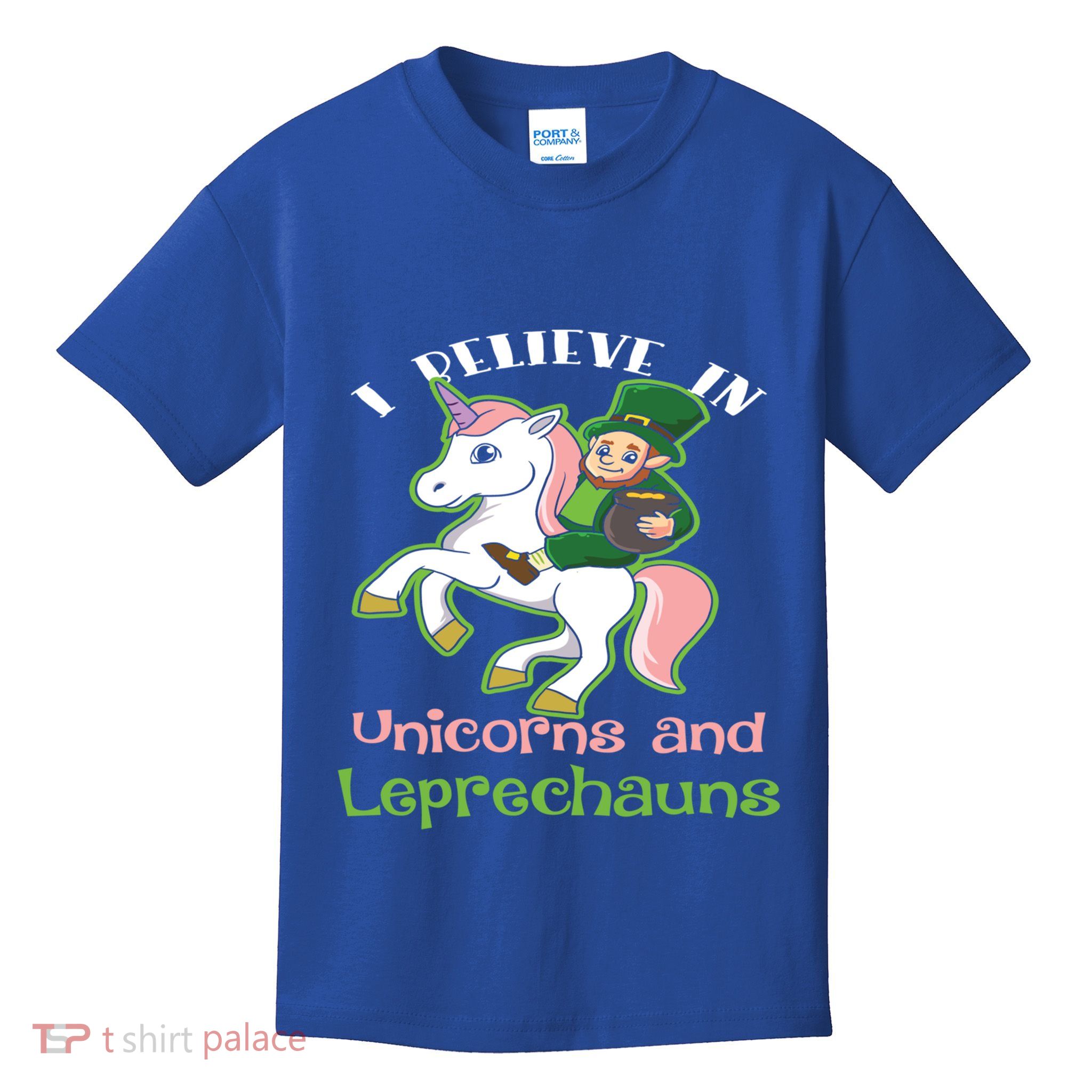 St PatrickS Day I Believe In Unicorns And Leprechauns Cool Gift Kids T-Shirt
