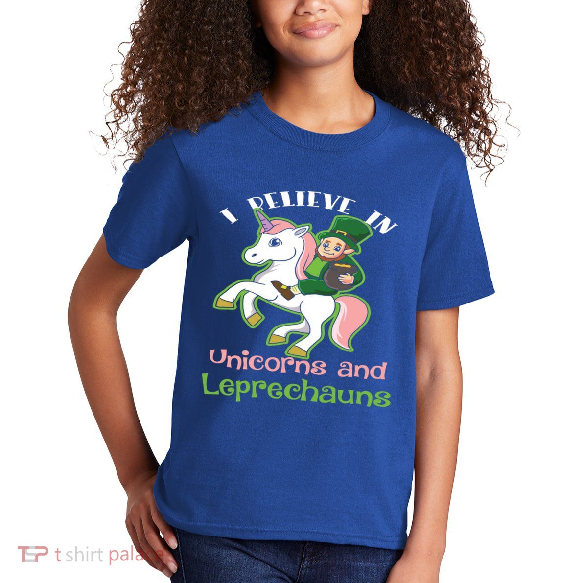 St PatrickS Day I Believe In Unicorns And Leprechauns Cool Gift Kids T-Shirt