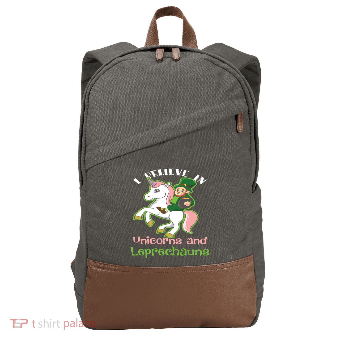 St PatrickS Day I Believe In Unicorns And Leprechauns Cool Gift Cotton Canvas Backpack
