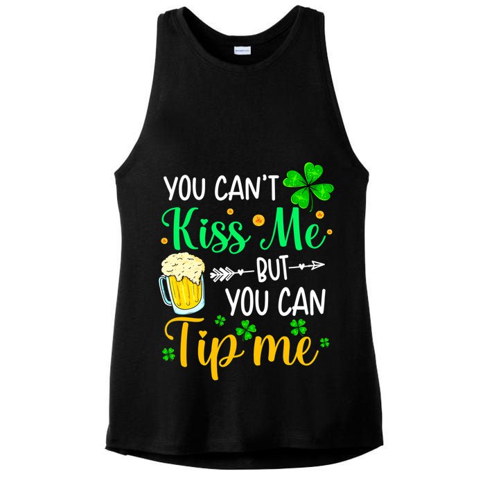 St Patrick's Day Lucky Shamrock Waitress Bartender Waiter Ladies PosiCharge Tri-Blend Wicking Tank