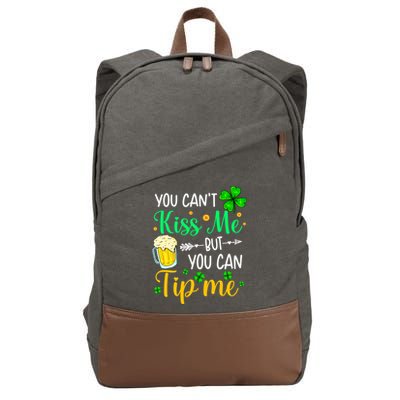 St Patrick's Day Lucky Shamrock Waitress Bartender Waiter Cotton Canvas Backpack