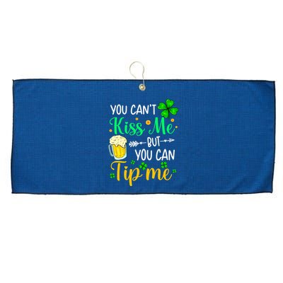 St Patrick's Day Lucky Shamrock Waitress Bartender Waiter Large Microfiber Waffle Golf Towel