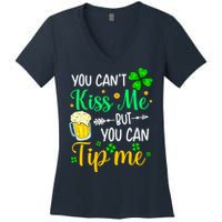 St Patrick's Day Lucky Shamrock Waitress Bartender Waiter Women's V-Neck T-Shirt