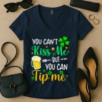 St Patrick's Day Lucky Shamrock Waitress Bartender Waiter Women's V-Neck T-Shirt