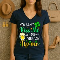 St Patrick's Day Lucky Shamrock Waitress Bartender Waiter Women's V-Neck T-Shirt