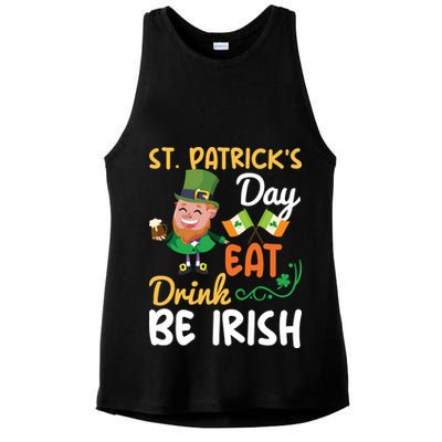 St Patricks Day Eat Drink And Be Irish Funny Leprechaun Ladies PosiCharge Tri-Blend Wicking Tank