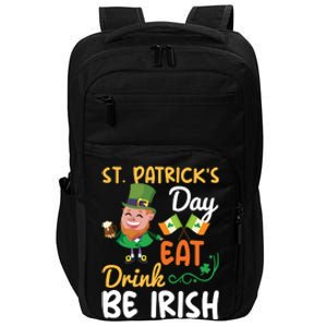 St Patricks Day Eat Drink And Be Irish Funny Leprechaun Impact Tech Backpack