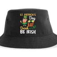 St Patricks Day Eat Drink And Be Irish Funny Leprechaun Sustainable Bucket Hat