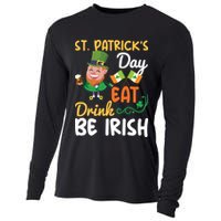 St Patricks Day Eat Drink And Be Irish Funny Leprechaun Cooling Performance Long Sleeve Crew
