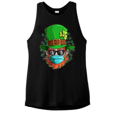 St Patricks Day Quarantined Masked Leprechaun Ladies PosiCharge Tri-Blend Wicking Tank