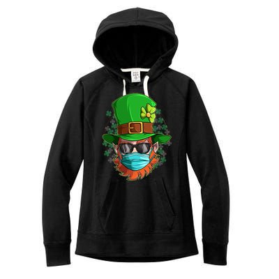 St Patricks Day Quarantined Masked Leprechaun Women's Fleece Hoodie