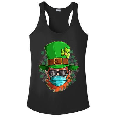 St Patricks Day Quarantined Masked Leprechaun Ladies PosiCharge Competitor Racerback Tank