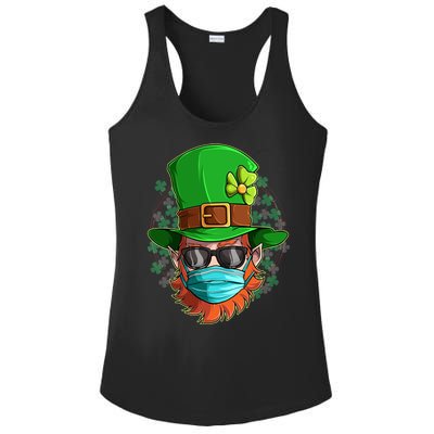 St Patricks Day Quarantined Masked Leprechaun Ladies PosiCharge Competitor Racerback Tank