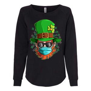 St Patricks Day Quarantined Masked Leprechaun Womens California Wash Sweatshirt