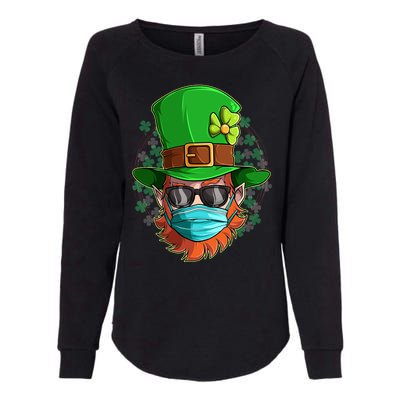 St Patricks Day Quarantined Masked Leprechaun Womens California Wash Sweatshirt