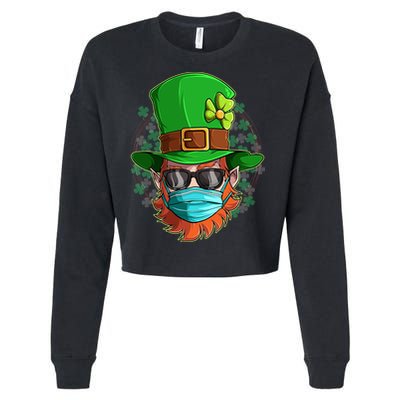 St Patricks Day Quarantined Masked Leprechaun Cropped Pullover Crew