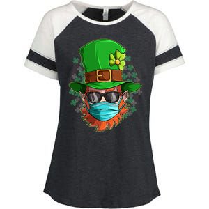 St Patricks Day Quarantined Masked Leprechaun Enza Ladies Jersey Colorblock Tee