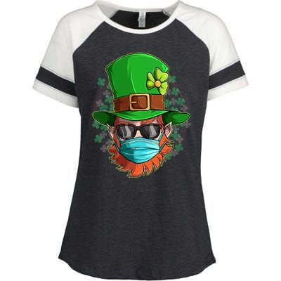 St Patricks Day Quarantined Masked Leprechaun Enza Ladies Jersey Colorblock Tee