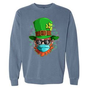 St Patricks Day Quarantined Masked Leprechaun Garment-Dyed Sweatshirt