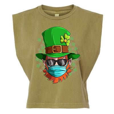 St Patricks Day Quarantined Masked Leprechaun Garment-Dyed Women's Muscle Tee