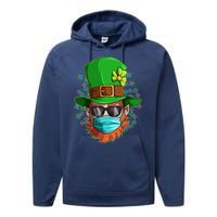 St Patricks Day Quarantined Masked Leprechaun Performance Fleece Hoodie