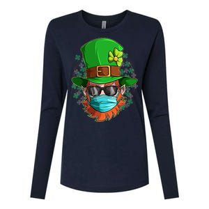 St Patricks Day Quarantined Masked Leprechaun Womens Cotton Relaxed Long Sleeve T-Shirt