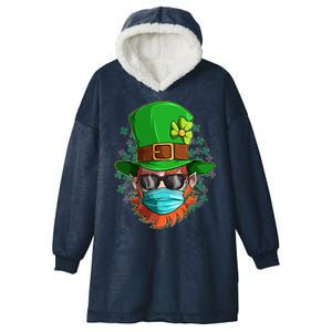 St Patricks Day Quarantined Masked Leprechaun Hooded Wearable Blanket