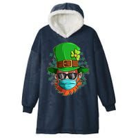 St Patricks Day Quarantined Masked Leprechaun Hooded Wearable Blanket