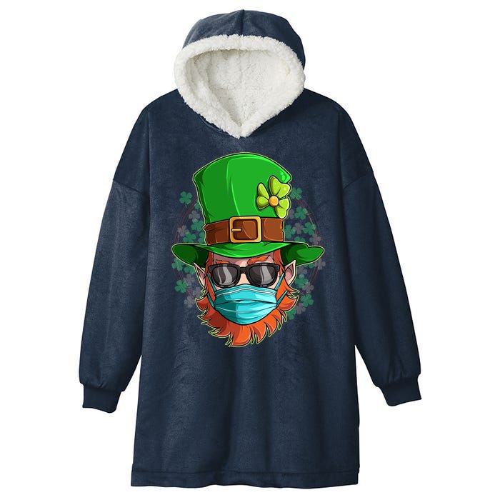 St Patricks Day Quarantined Masked Leprechaun Hooded Wearable Blanket