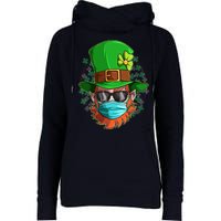 St Patricks Day Quarantined Masked Leprechaun Womens Funnel Neck Pullover Hood