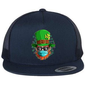 St Patricks Day Quarantined Masked Leprechaun Flat Bill Trucker Hat