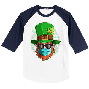 St Patricks Day Quarantined Masked Leprechaun Baseball Sleeve Shirt