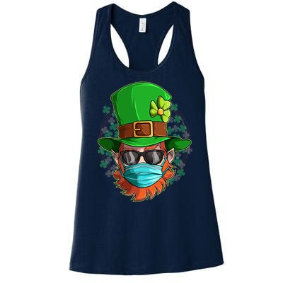 St Patricks Day Quarantined Masked Leprechaun Women's Racerback Tank