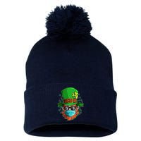 St Patricks Day Quarantined Masked Leprechaun Pom Pom 12in Knit Beanie