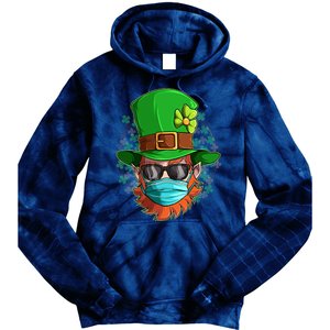 St Patricks Day Quarantined Masked Leprechaun Tie Dye Hoodie