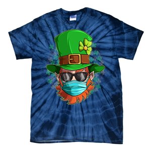 St Patricks Day Quarantined Masked Leprechaun Tie-Dye T-Shirt