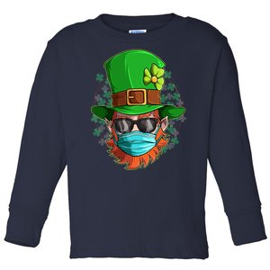 St Patricks Day Quarantined Masked Leprechaun Toddler Long Sleeve Shirt