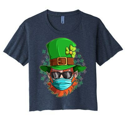 St Patricks Day Quarantined Masked Leprechaun Women's Crop Top Tee