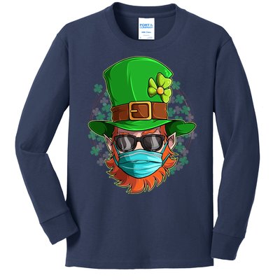 St Patricks Day Quarantined Masked Leprechaun Kids Long Sleeve Shirt