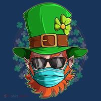 St Patricks Day Quarantined Masked Leprechaun Short Acrylic Beanie