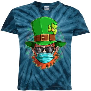 St Patricks Day Quarantined Masked Leprechaun Kids Tie-Dye T-Shirt