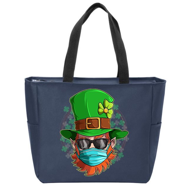 St Patricks Day Quarantined Masked Leprechaun Zip Tote Bag