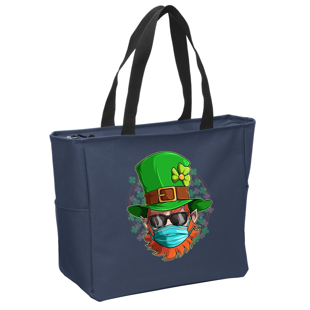 St Patricks Day Quarantined Masked Leprechaun Zip Tote Bag